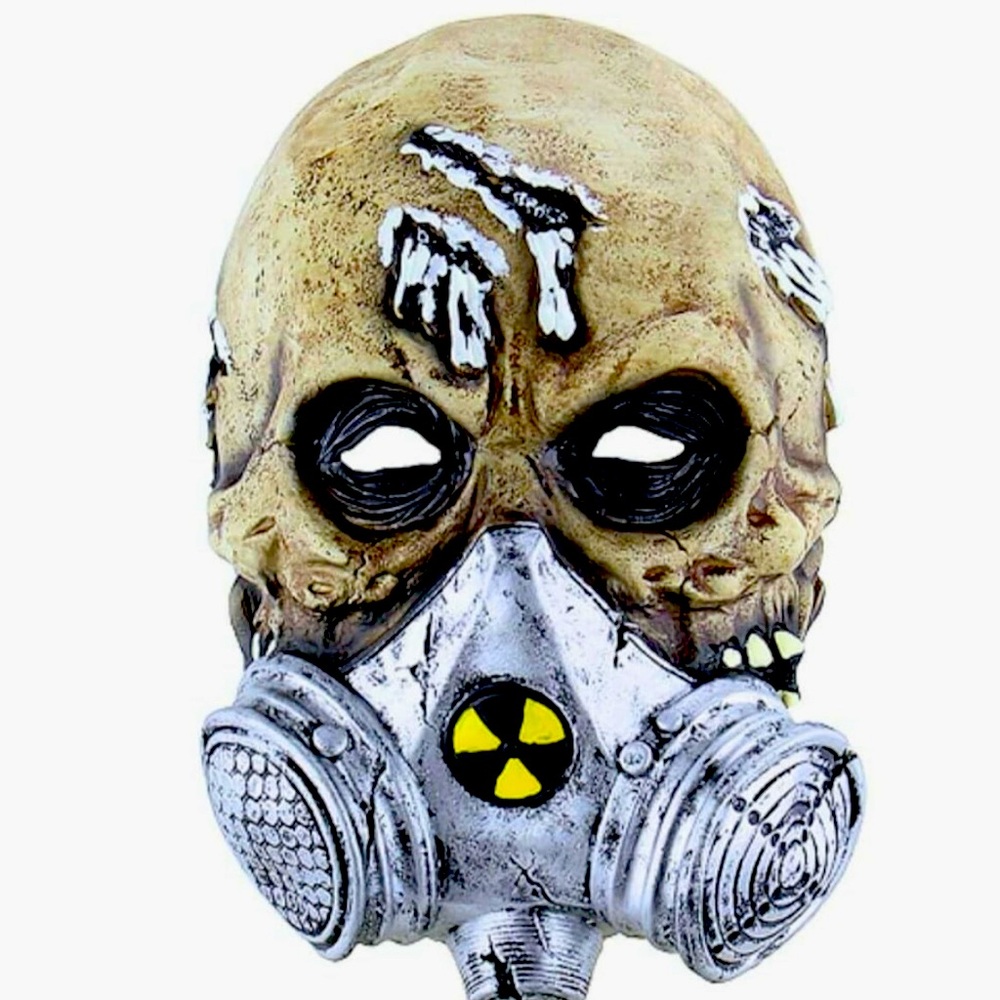 Halloween skull gas mask and uniform one piece size large